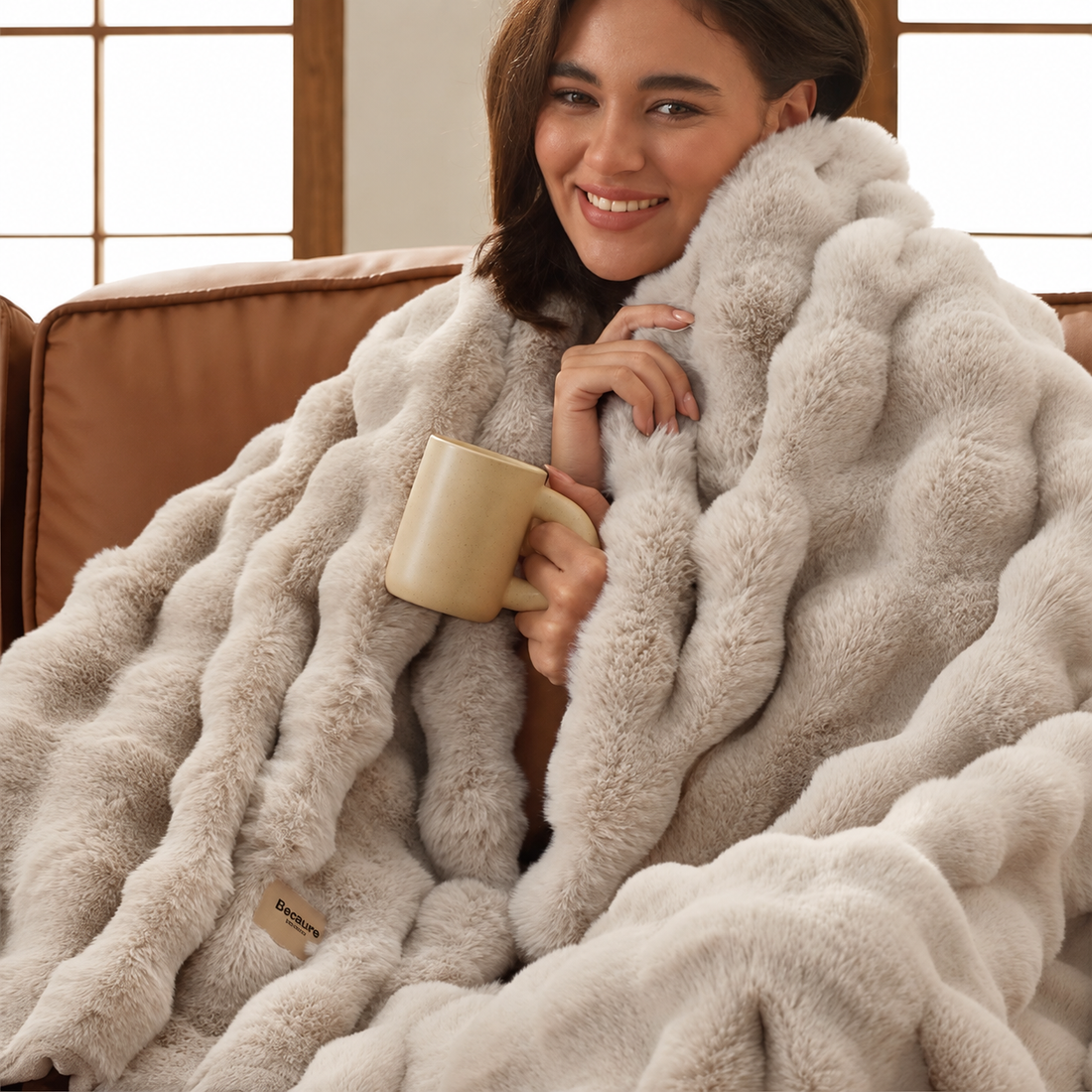 Luxury Rabbit Faux Fur Throw ( 200x160 cm )