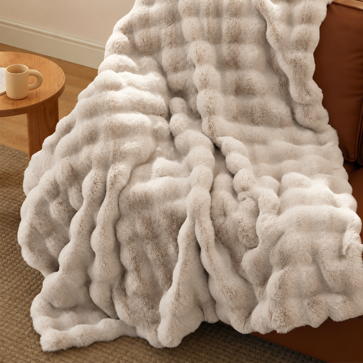 Luxury Rabbit Faux Fur Throw ( 200x160 cm )