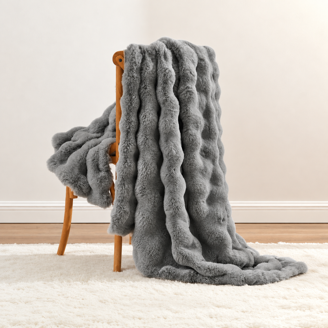 Luxury Rabbit Faux Fur Throw ( 200x160 cm )