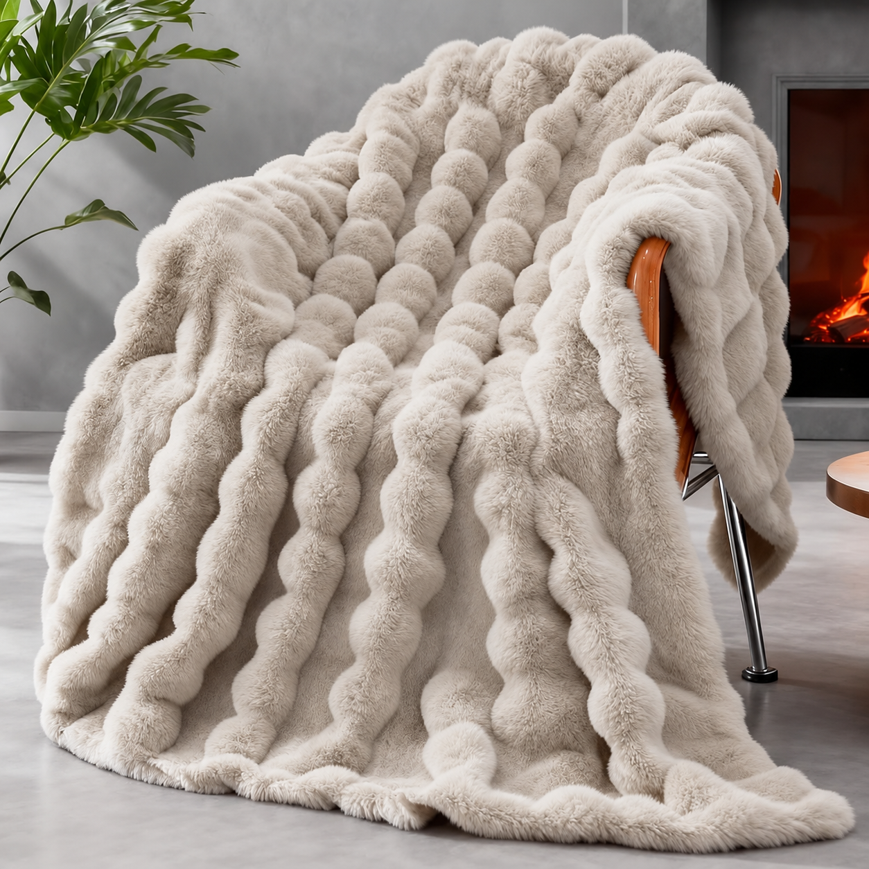 Luxury Rabbit Faux Fur Throw ( 200x160 cm )